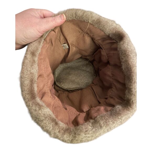 Vintage 70s/80s light brown faux fur bucket hat union made Made in USA cozycore main image 6
